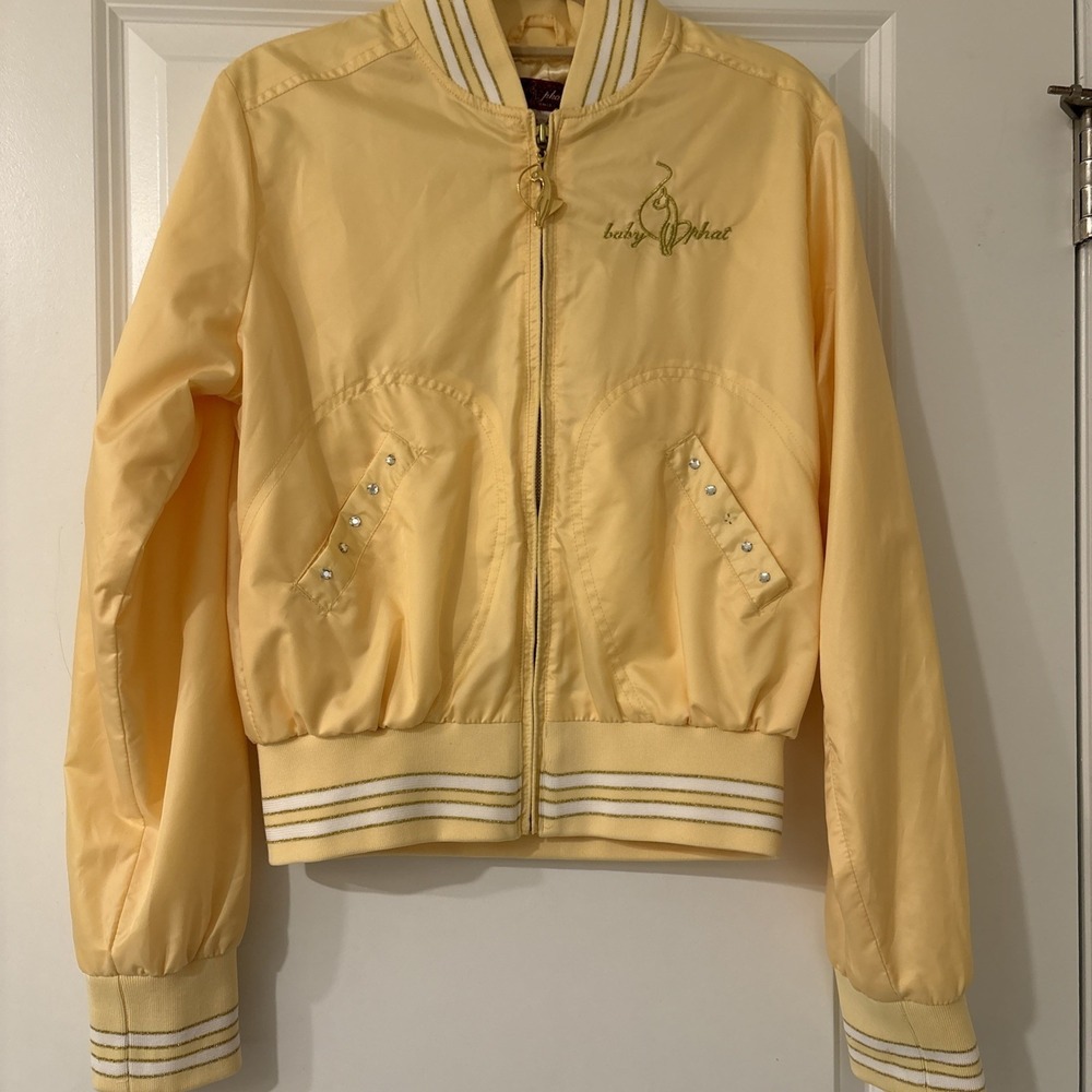 Vintage‎ Baby Phat Yellow Varsity Jacket Embroidered Logo on the Back Y2K Large